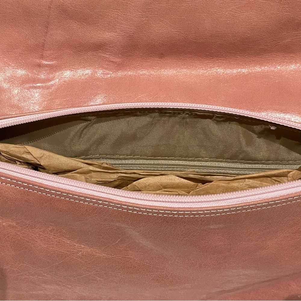 Bella Donna Italian crafted leather handbag with fringe. In Barbie pink. - Picture 9 of 12
